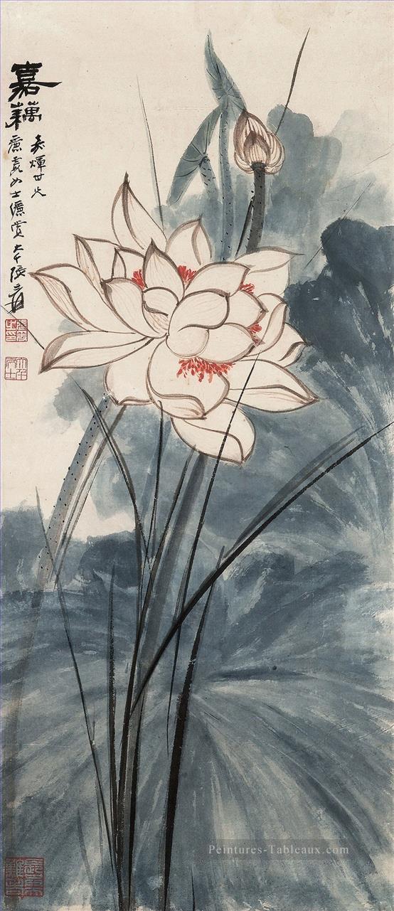 Chang Dai chien Lotus 21 ancienne Chine encre Peintures à l'huile